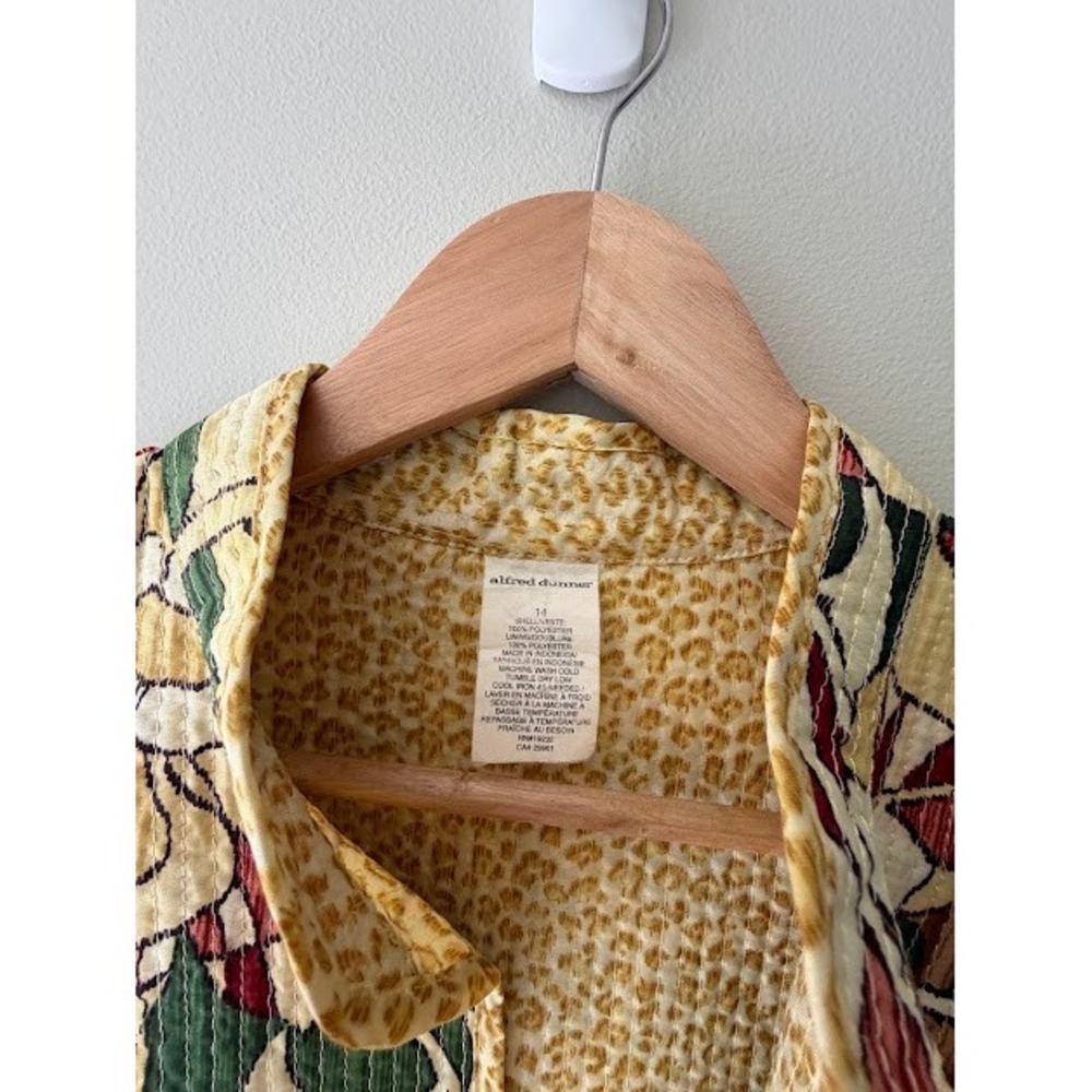 Boho Alfred Dunner Jacket Womens 14 Multi Floral Quilted Open Front Lightweight - Picture 2 of 7